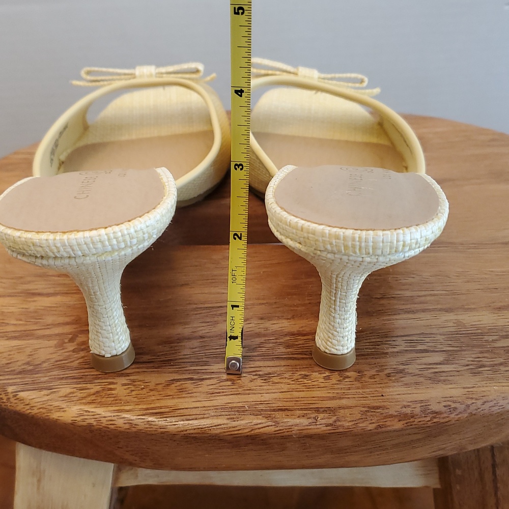 Chinese Laundry Woven Yellow Kitten Heels Slides with Bow Size 8 M - Picture 6 of 11